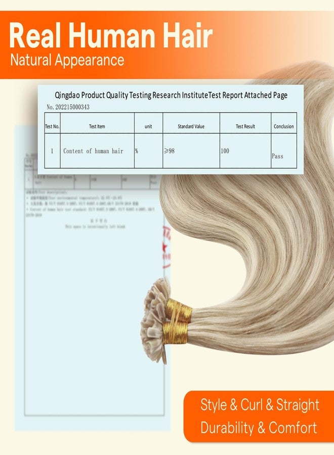 Full Shine U Tip Hair Extensions Human Hair Blonde Highlighted Utip Human Hair Extensions 14 Inch Keratin Tip Extensions 40 Grams Fusion Extensions Remy Hair for Women - Image 5